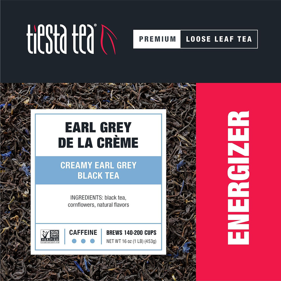 Tiesta Tea - Earl Grey De La Crã£Â¨Me, Creamy Earl Grey Black Tea, Loose Leaf, Up To 200 Cups, Make Hot Or Iced, Caffeinated, 16 Ounce Resealable Bulk Pouch