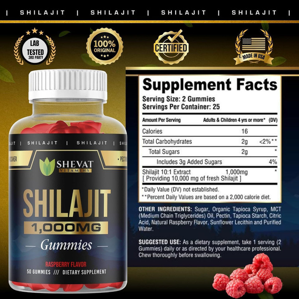 Authentic Himalayan Shilajit Gummies 1000Mg-Non Gmo Raspberry Cured Pure Shilajit Gummies For Men&Women Shilajit Pure Himalayan Organic Gummies With Trace Minerals&Fulvic Acid Organic-Immunity Support