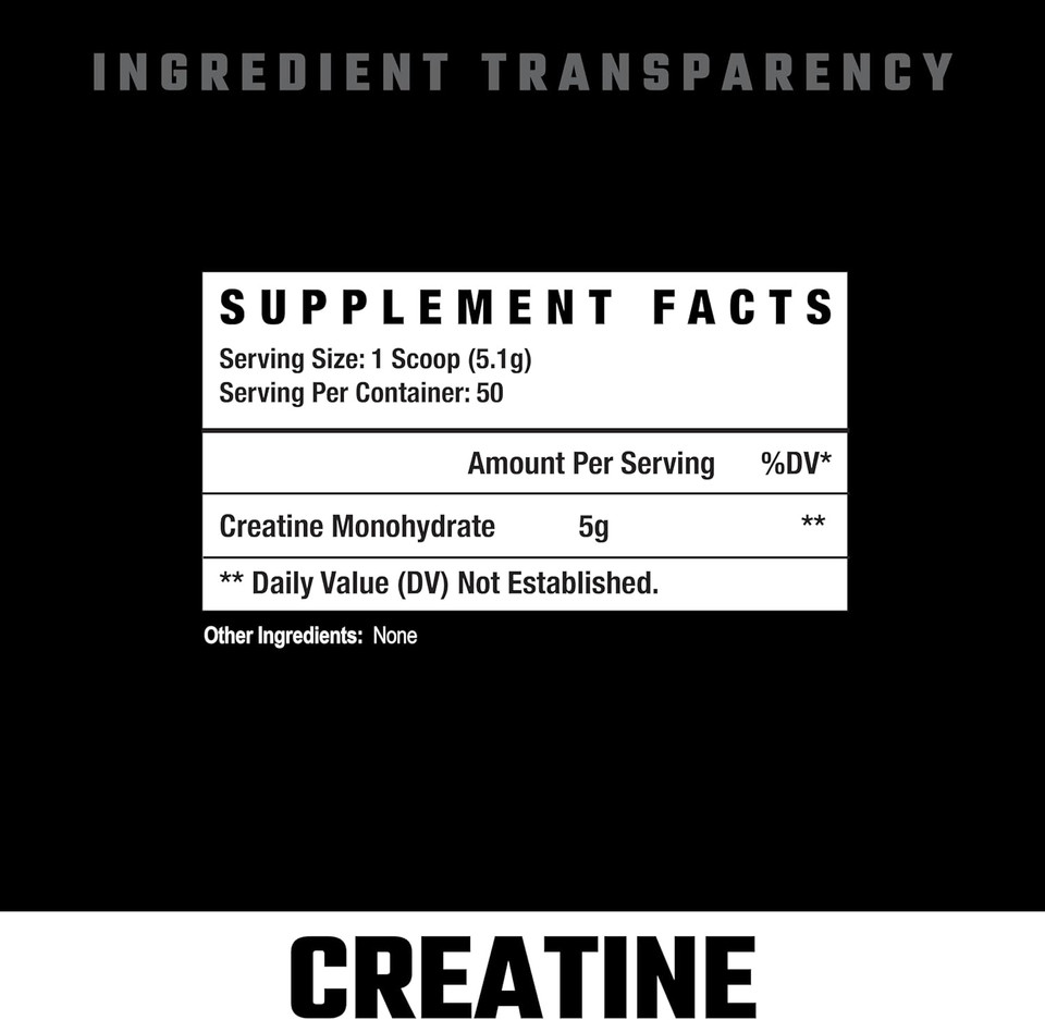 Axe & Sledge Supplements Basics Creatine, Enhances Strength, Increases Lean Body Mass, Boosts Performance, Unflavored, 50 Servings