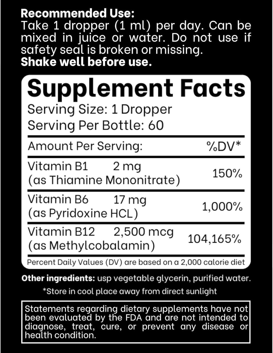 B1 B6 B12 Vitamin Liquid Drops - Nerve, Energy, Brain Support Supplement - Fruity-Like Flavor - Methylcobalamin, Thiamine, Pyridoxine (2)