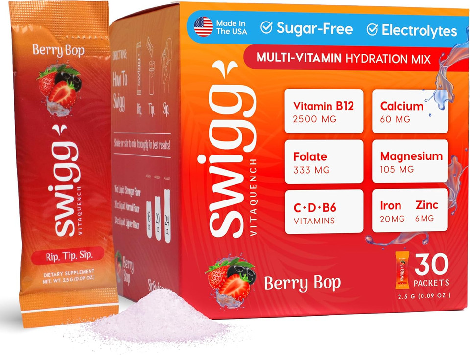 B12 Energy Electrolytes Powder No Sugar. 10+ Essential Vitamins And Minerals With Sports Water Bottle