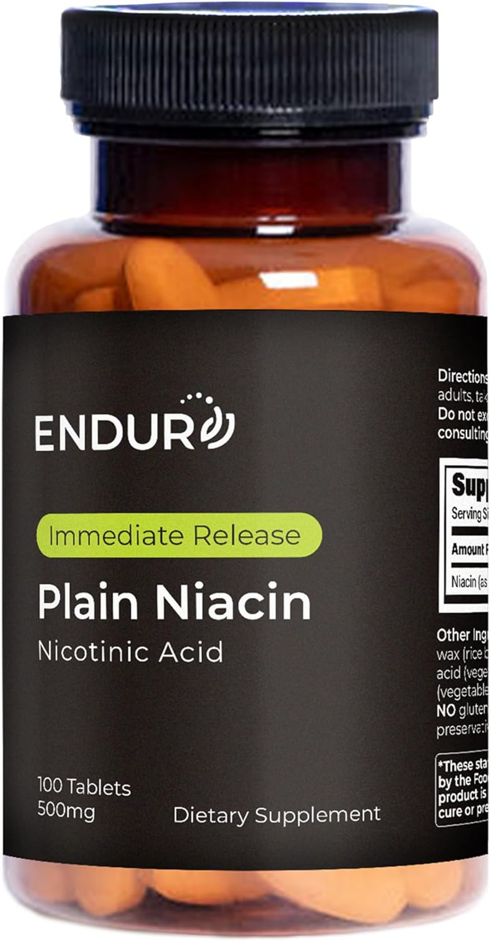 B3 Plain Niacin - 500Mg Immediate Release Vitamin B-3 With Flush - Nicotinic Acid 100 Tablets - Non-Gmo, Vegan, Gluten Free