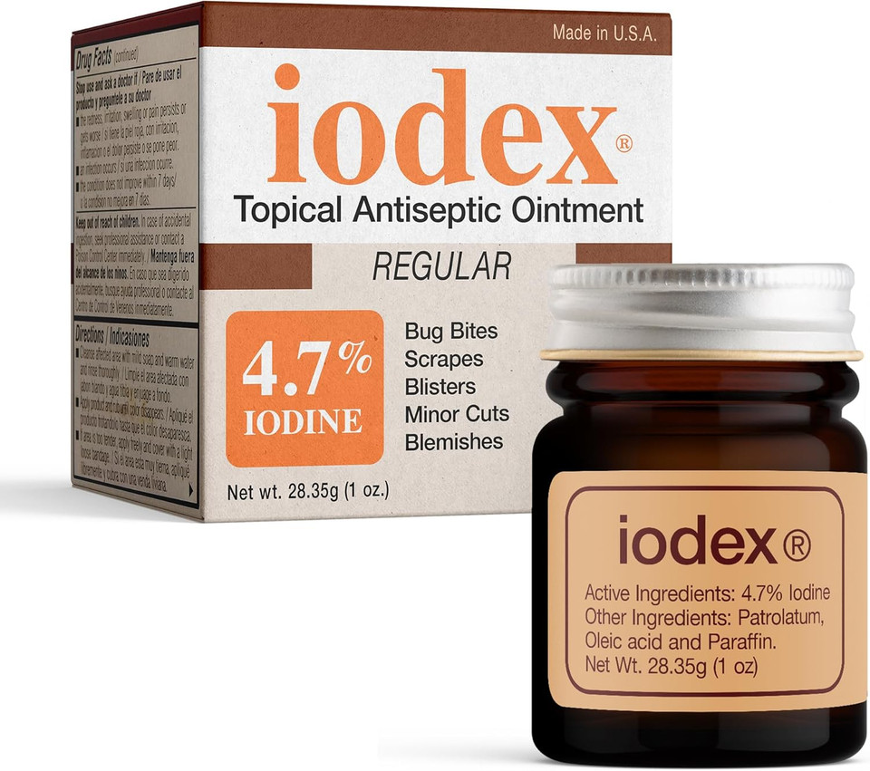 Baar Products - Iodex Antiseptic Ointment - 4.7% Iodine - Prevents Infections, Promotes Healing, Inhibits Bacteria Growth - For Minor Cuts And Wounds - 1 Oz