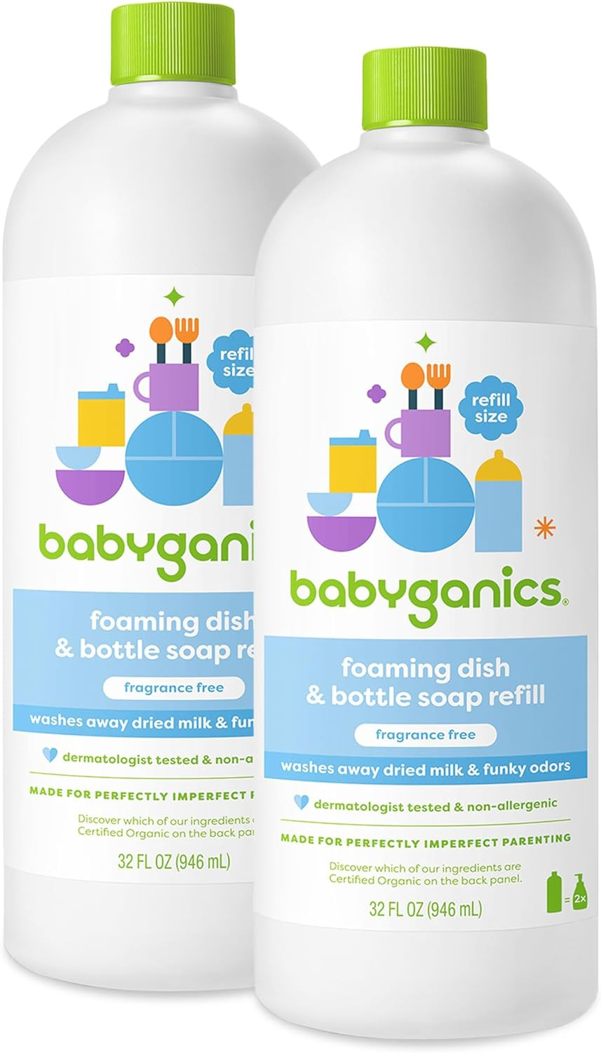 Babyganics Foaming Dish And Bottle Soap, Fragrance Free, 3.38 Ounce