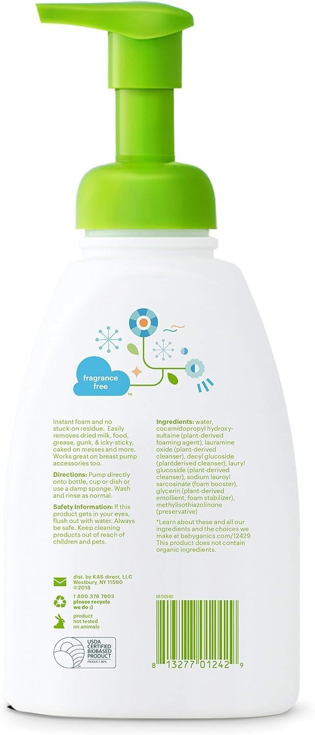 Babyganics Foaming Dish Soap, Pump Bottle, Fragrance Free, 16 Oz