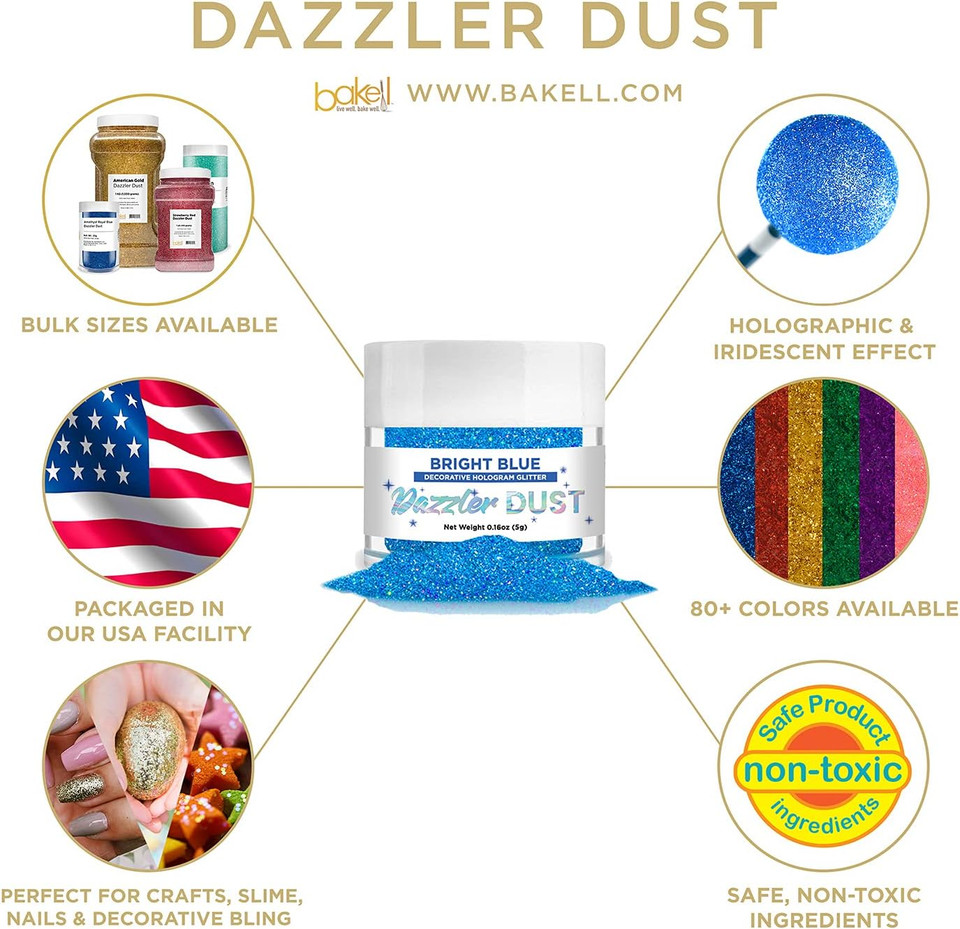 Bakell Emerald Green Art & Craft Glitter, 5G Jar | Dazzler Dust | Non-Toxic Decorating Glitter | Arts, Crafts, Slime, Glue, Paint, Face & Body (Emerald Green)