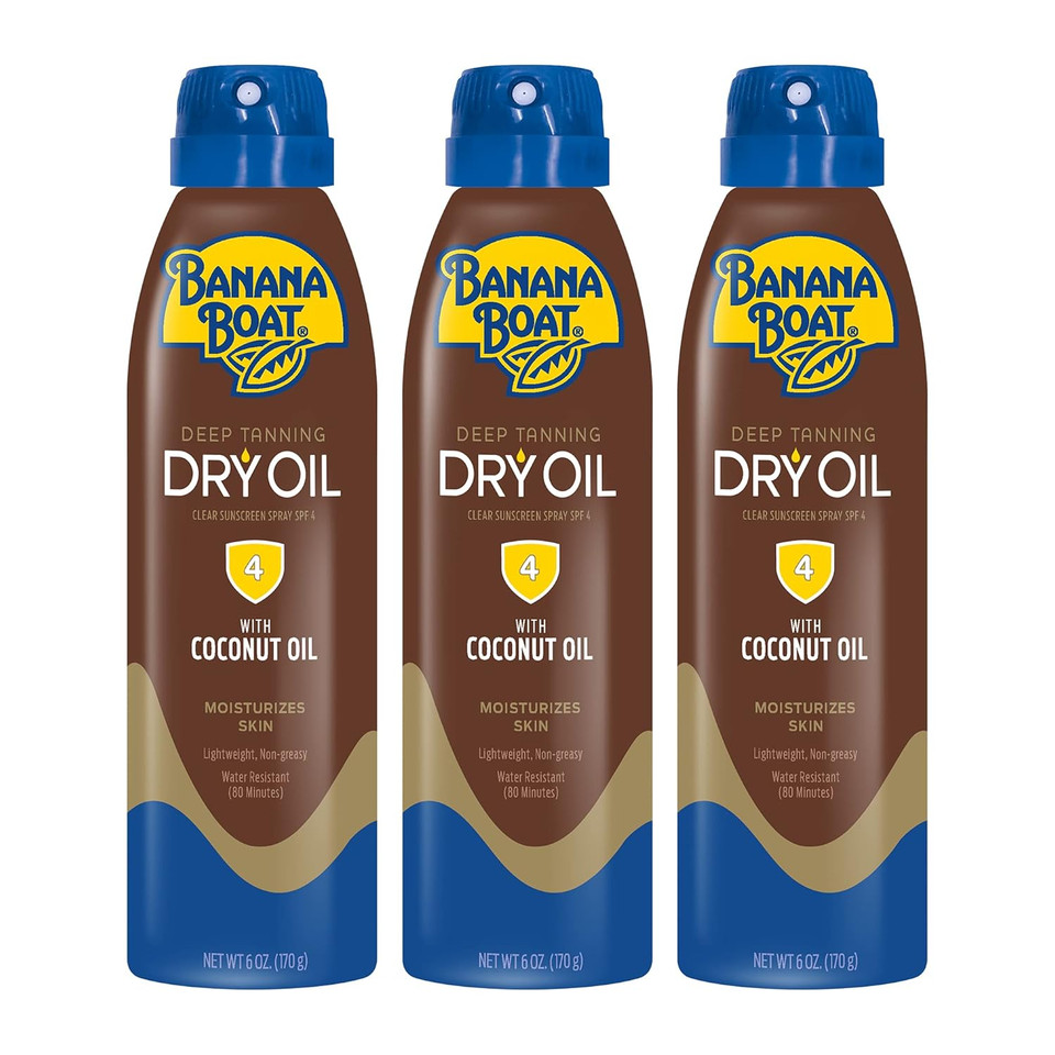 Banana Boat Dry Oil Tanning Spray Sunscreen Spf 4, 6Oz | Dark Tanning Oil With Spf 4 Sunscreen, Oxybenzone-Free, 6Oz