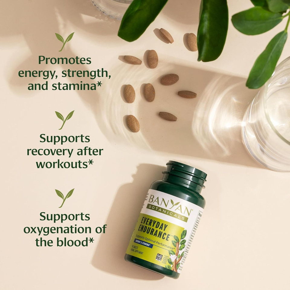 Banyan Botanicals Everyday Endurance  Organic Adaptogens Supplement  Herbal Superfoods And Adaptogens For Energy And Focus  90 Tablets  Non-Gmo Sustainably Sourced Vegan