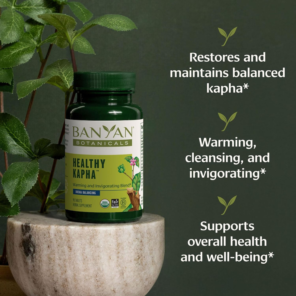Banyan Botanicals Healthy Kapha  Organic Herbal Tablets For Balancing Kapha Dosha  Warming & Invigorating*  90 Tablets  Non-Gmo Sustainably Sourced Vegan