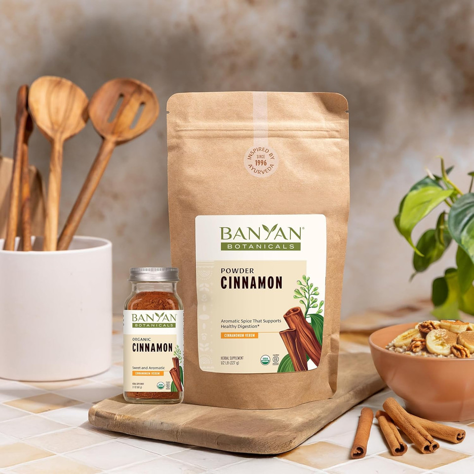 Banyan Botanicals Organic Cinnamon Powder  Ceylon Cinnamon (Cinnamomum Verum)  Delicious Cooking Spice That Supports Healthy Digestion*  Spice Jar  Non-Gmo Sustainably Sourced Vegan Ffl