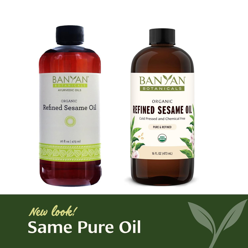 Banyan Botanicals Refined Sesame Oil  Organic Sesame Oil For Skin, Body, Hair & More  Multiple Sizes  24 Oz  Non Gmo Sustainably Sourced Vegan