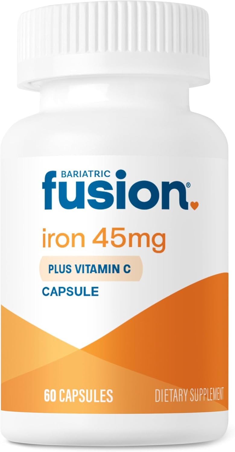 Bariatric Fusion Iron Supplement 45Mg With Vitamin C | 1 Per Day | Vitamins For Women And Men | Gluten, Dairy And Soy Free | Non-Gmo | 60 Count