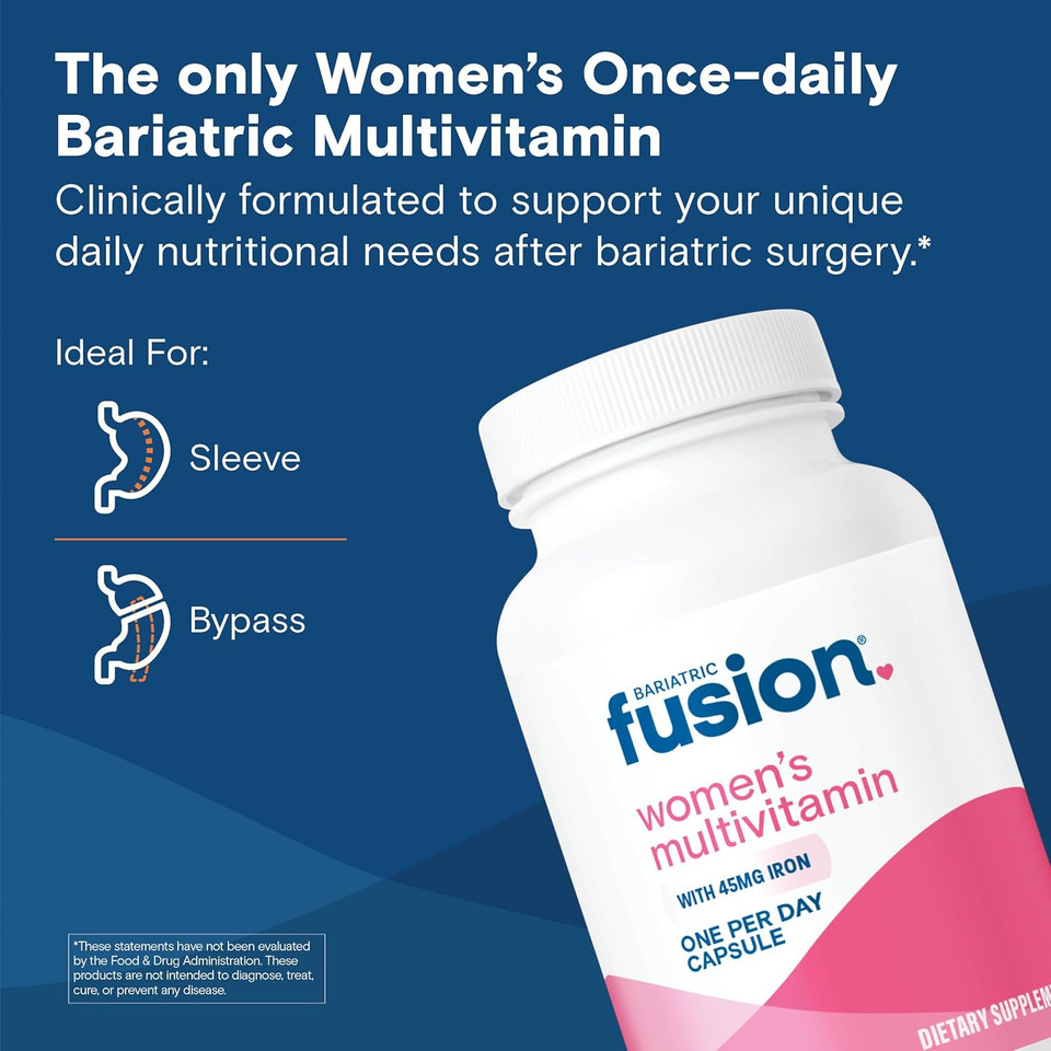 Bariatric Fusion One Per Day Bariatric Multivitamin With Iron For Women | With Hair And Nails Vitamins Blend | Gastric Bypass And Sleeve Gastrectomy | 30 Capsules | 1 Month Supply