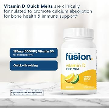 Bariatric Fusion Vitamin D3 5000 Iu | Easy To Swallow Bariatric Vitamin D Capsule| One Per Day | Support Bone Strength And Calcium Absorption* | Post Bariatric Surgery | 90 Capsules