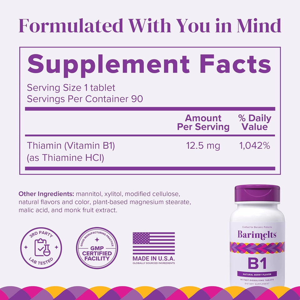 Barimelts Bariatric Vitamin Variety - Iron With Vitamin C, Vitamin B12 Plus, And Vitamin B1