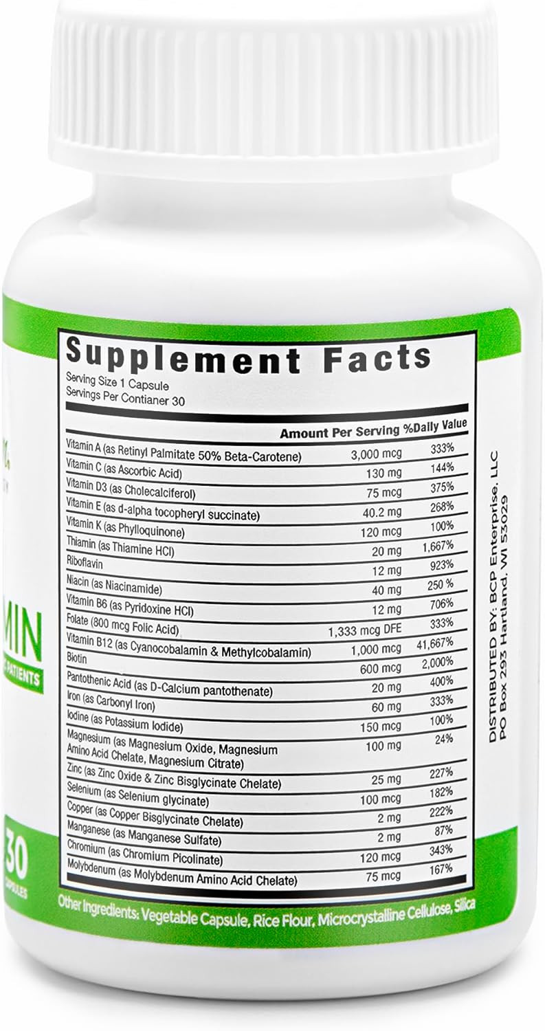 Barislim Once Daily Bariatric Multivitamin Capsule - 60Mg Of Iron - Bariatric Vitamin & Supplement For Post Surgery Including Gastric Bypass & Gastric Sleeve | 30 Day Supply