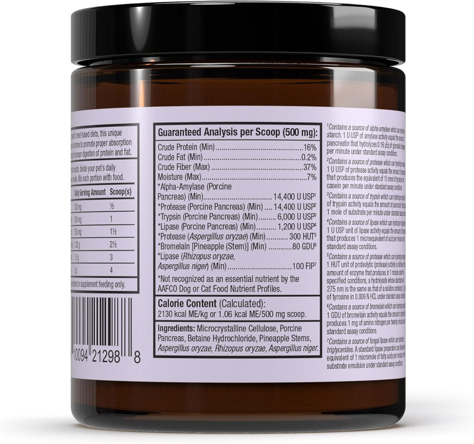 Bark & Whiskers Digestive Enzymes Meat-Based Diet For Dogs & Cats, 2.6 Oz. (75 G), Promotes Protein & Fat Breakdown, Vet Formulated, Dr. Mercola