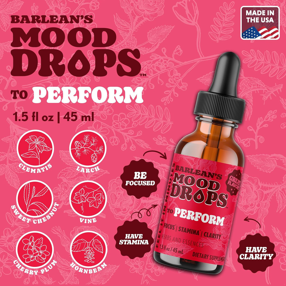 Barlean'S Mood Booster Supplement, Perform L Theanine And Shilajit Liquid Drop Supplements For Men And Women, Adaptogen Herbs Drops, 1.5 Oz
