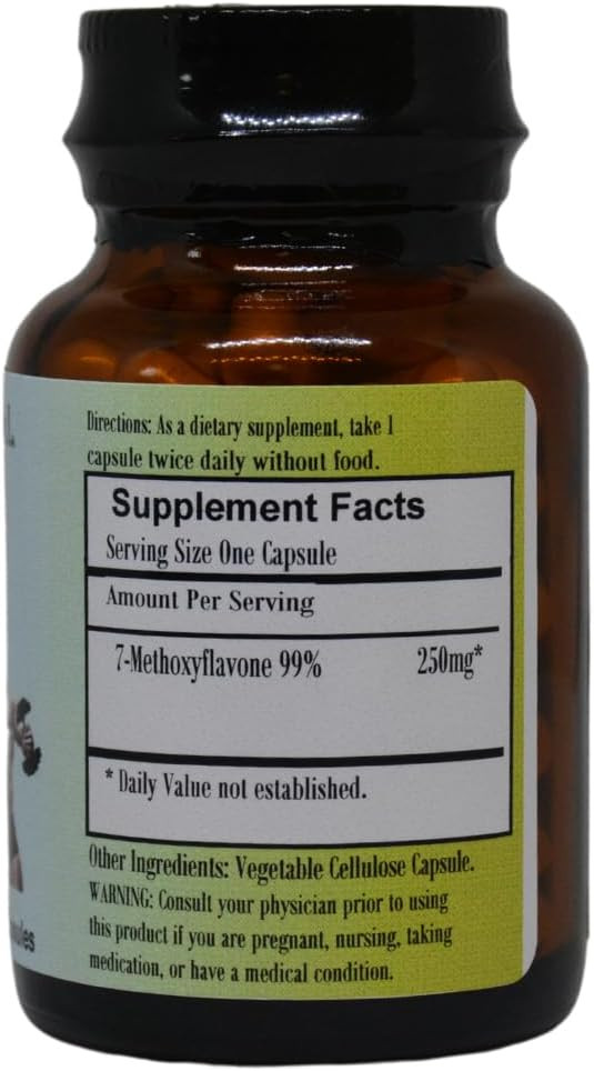 Barlowe'S Herbal Elixirs 7-Methoxyflavone Extract | 250Mg Per Capsule | Hormonal Balance & Vitality Support | 60 Vegan Capsules | Stearate-Free, Additive-Free, Bottled In Glass