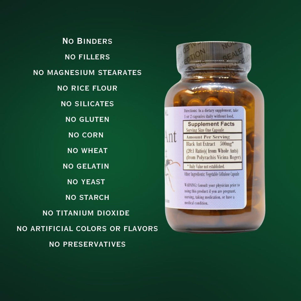 Barlowe'S Herbal Elixirs Mountain Ant Extract | 20:1 Extract | 500 Mg | 60 Veggie Capsules