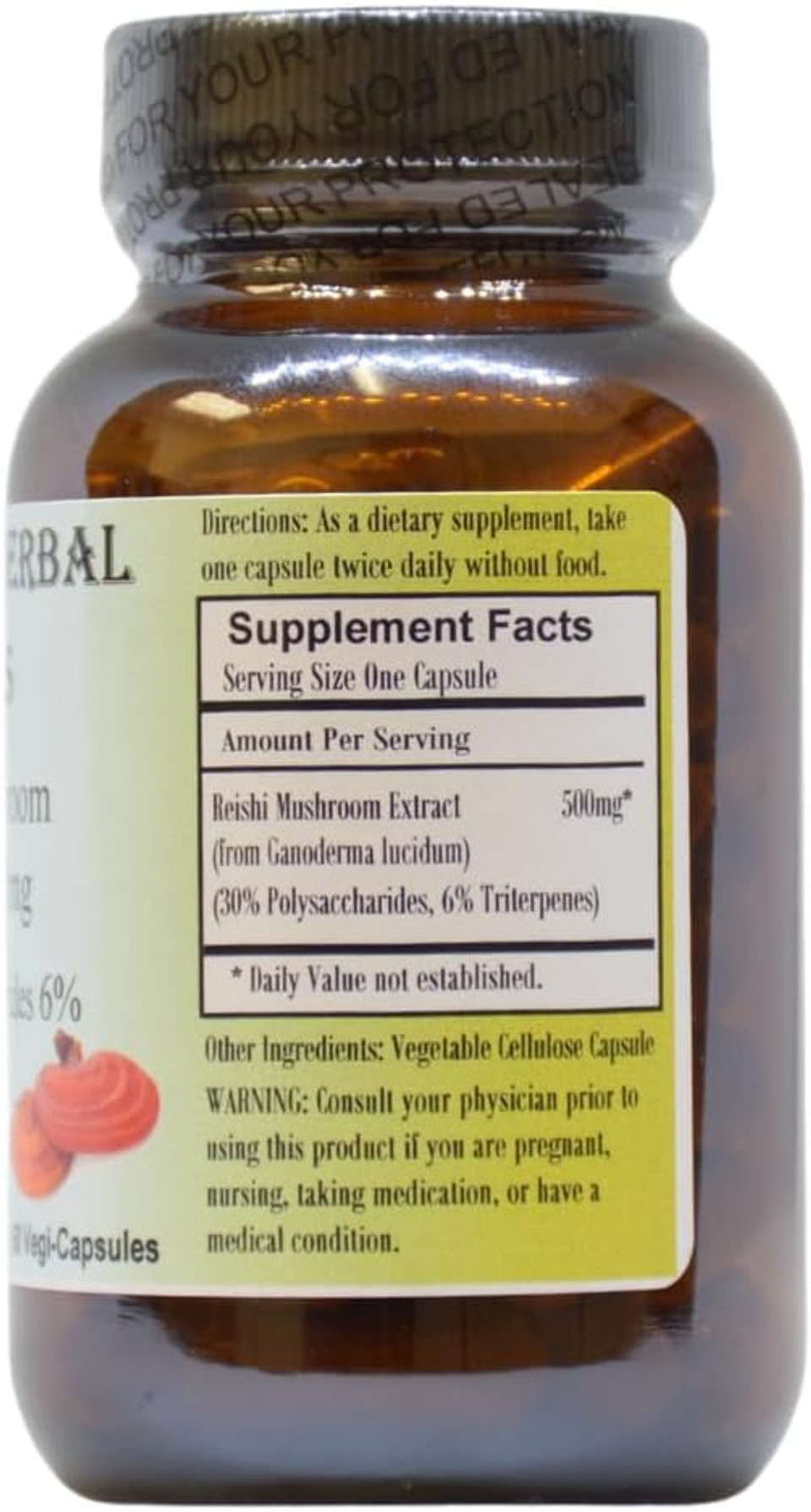 Barlowe'S Herbal Elixirs Reishi Mushroom Extract Supplement | Red Reishi | Ganoderma Lucidum |30% Polysaccharides| 6% Triterpenes | 500Mg | 60 Veggie Capsules