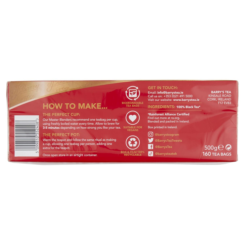 Barrys Tea Gold 40 Bags 125G (4.4Oz)