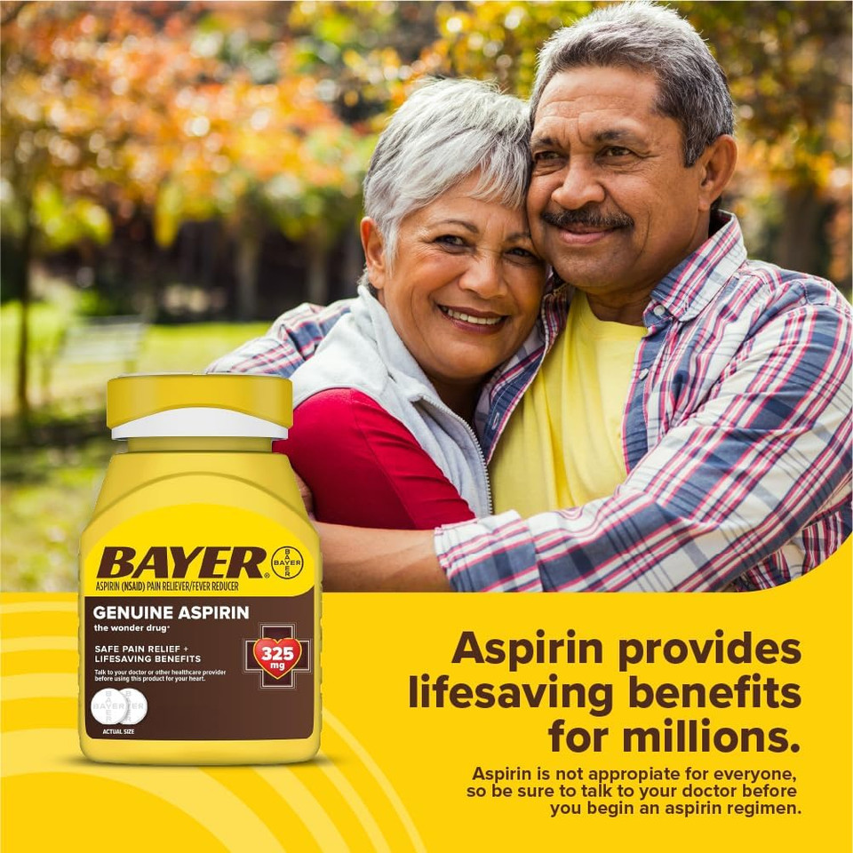 Bayer Genuine Aspirin 325 Mg, Pain Reliever And Fever Reducer, Head, Muscle, Minor Arthritis, Back, Tooth, And Menstrual Pain, 300 Coated Tablets