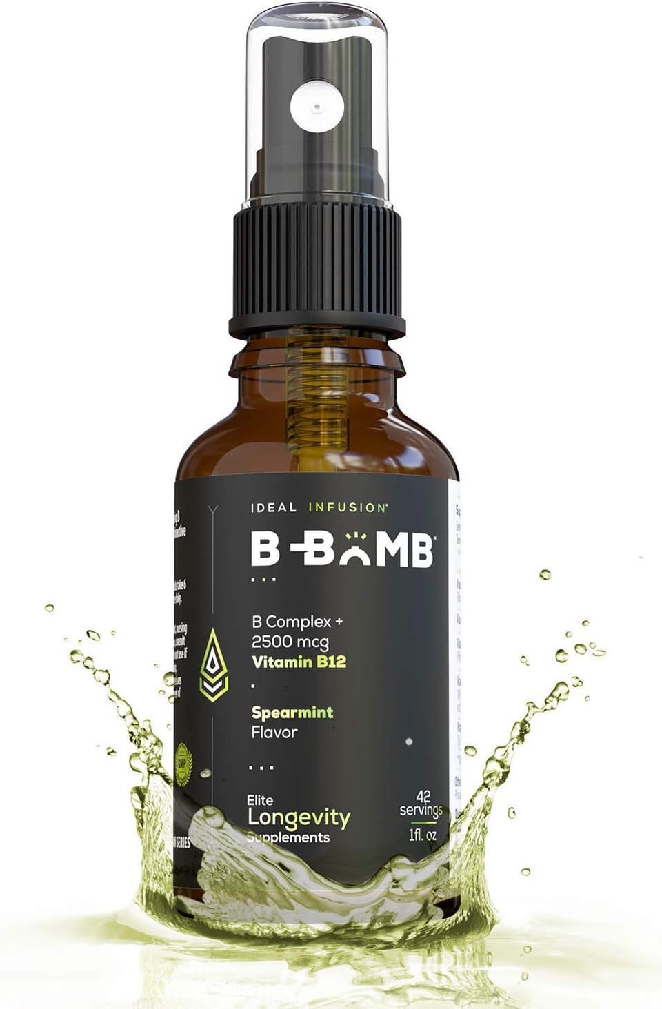 B-Bomb Vitamin B12 + B Complex Liquid Spray: Methylcobalamin With Adenosylcobalamin: Energy & Mood Support, Sugar-Free, Vegan, Organic Spearmint Flavor