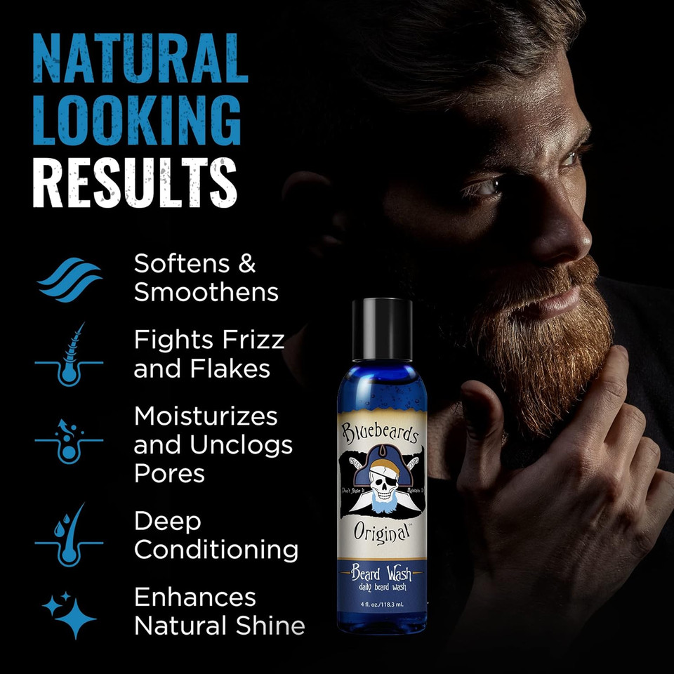 Beard Wash For Men - 4 Oz Bluebeards Original Natural Beard Wash And Beard Moisturizer, Infused With Aloe & Lime - Deeply Cleans, Softens, And Conditions Your Beard And Skin Underneath - Made In Usa