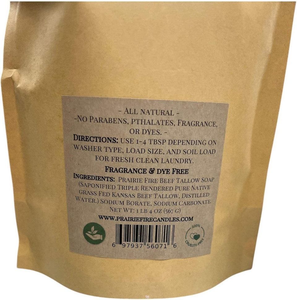Beef Tallow Organic Laundry Detergent Soap Powder - Fragrance And Dye Free For Sensitive Skin Fragrance Free 2Lb 8 Oz