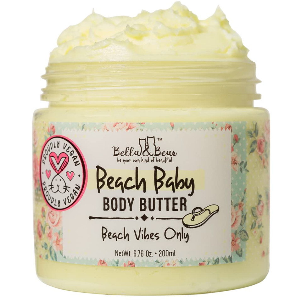 Bella And Bear Beach Baby Body Butter - Moisturizing Shea Cream For Women - Vegan, Cruelty& Oil-Free - Helps Prevents Pregnancy Stretch Marks 6.76-Oz