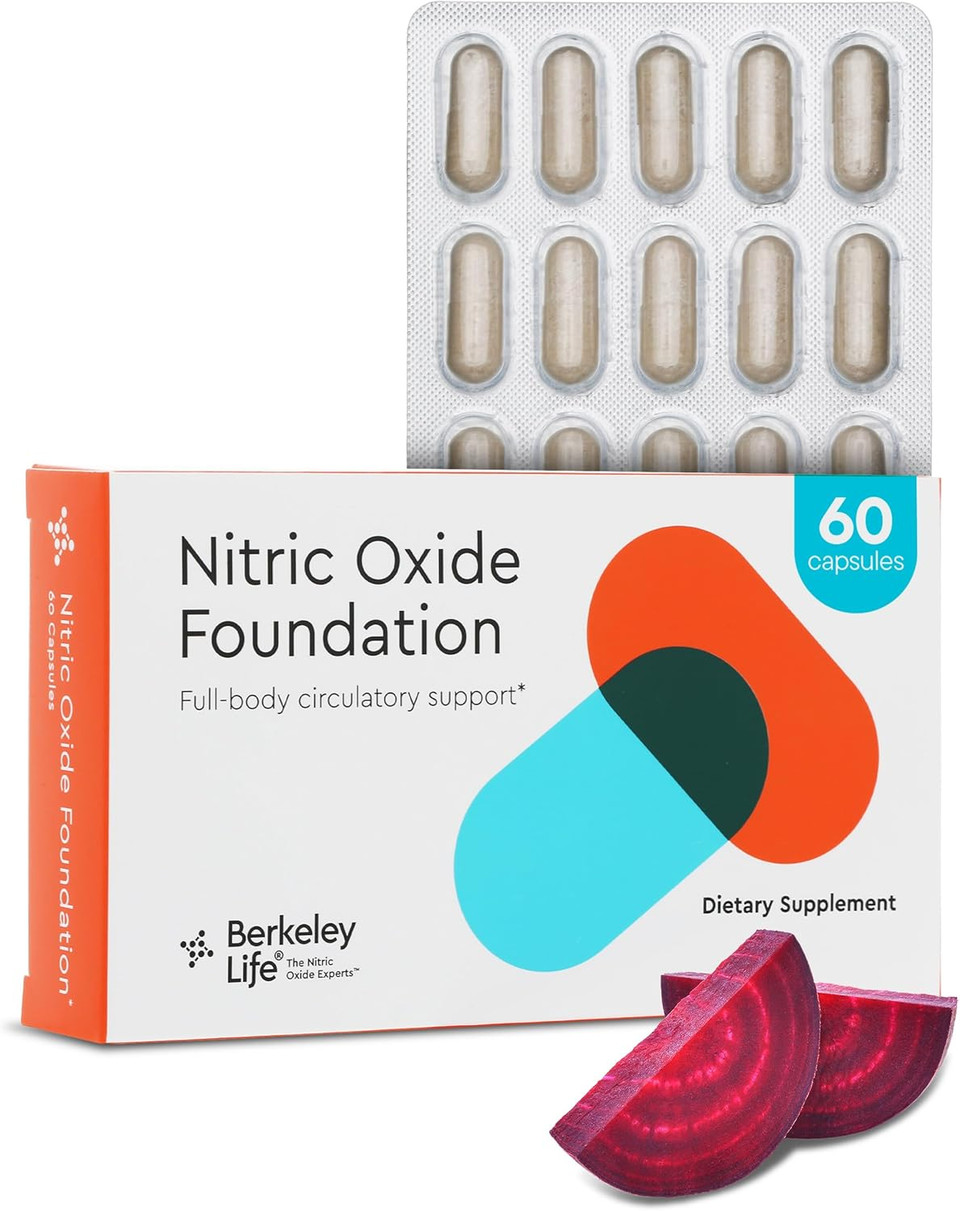 Berkely Life Nitric Oxide Foundation, Full-Body Circulatory Support - Nitric Oxide Supplement With Organic Beet Root Powder Supports Healthy Blood Pressure, Heart & Cardiovascular Health - 60 Capsules