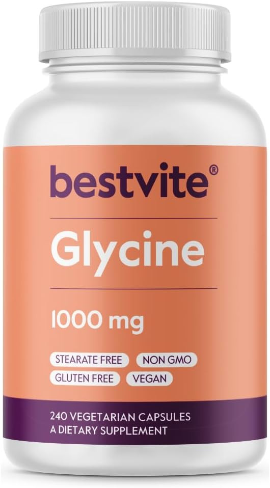 Bestvite Glycine 1000Mg Per Capsule (240 Vegetarian Capsules) - No Stearates - Vegan - Non Gmo - Gluten Free