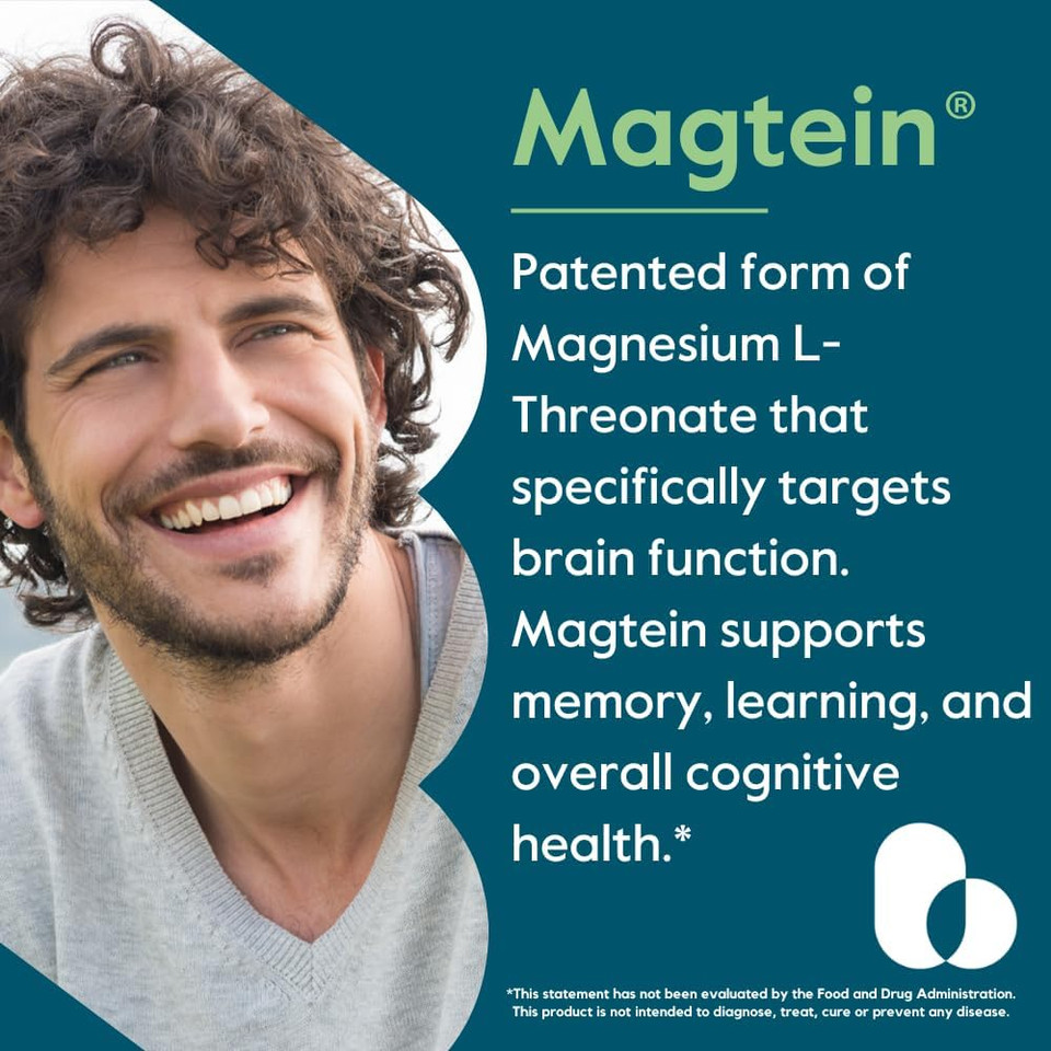 Bestvite Magtein Magnesium L-Threonate Capsules - 2000Mg Per Serving (240 Vegetarian Capsules) (120 X 2)- Patented And Bioavailable Magnesium - No Stearates - Vegan - Non Gmo - Gluten Free