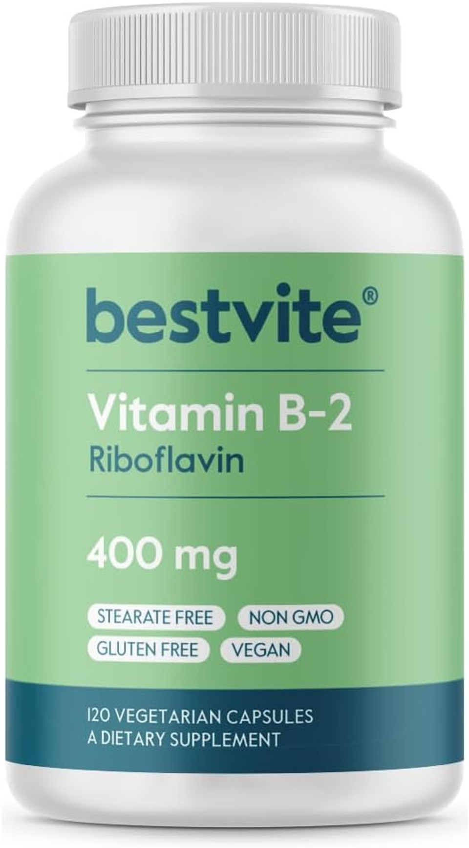 Bestvite Vitamin B-2 (Riboflavin) 400Mg (240 Vegetarian Capsules) (120 X 2) - No Stearates - Vegan - Non Gmo - Gluten Free