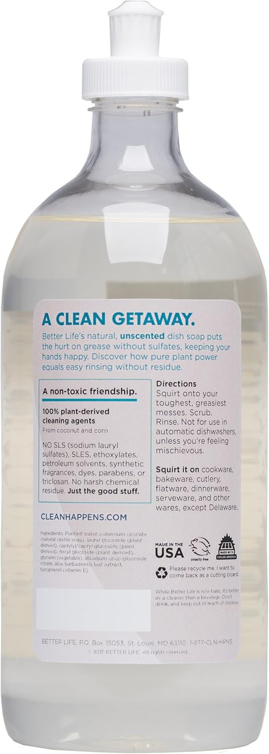 Better Life Dish Soap, Unscented, 22 Ounces