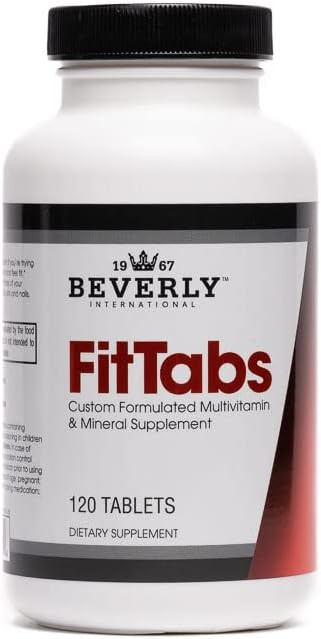 Beverly International Fit Tabs Daily Multi-Vitamin/Mineral With Iron Peptonate,120 Tablets. (30 Servings) Notice The Difference. DonT Miss Out On The Healthy Benefits. Your Mind & Body Is Priority