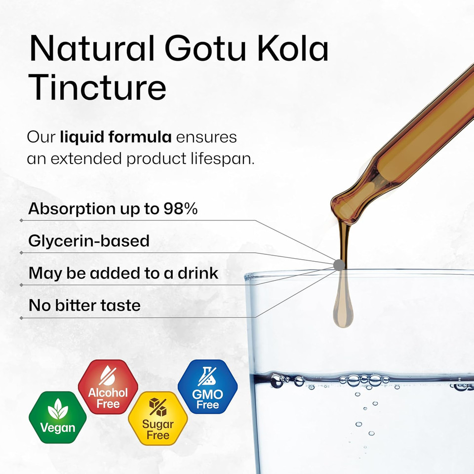 Bio Krauter Gotu Kola Tincture - Centella Asiatica Extract - Alcohol And Sugar Free Gotu Kola Extract - Vegan Drops 2 Fl.Oz