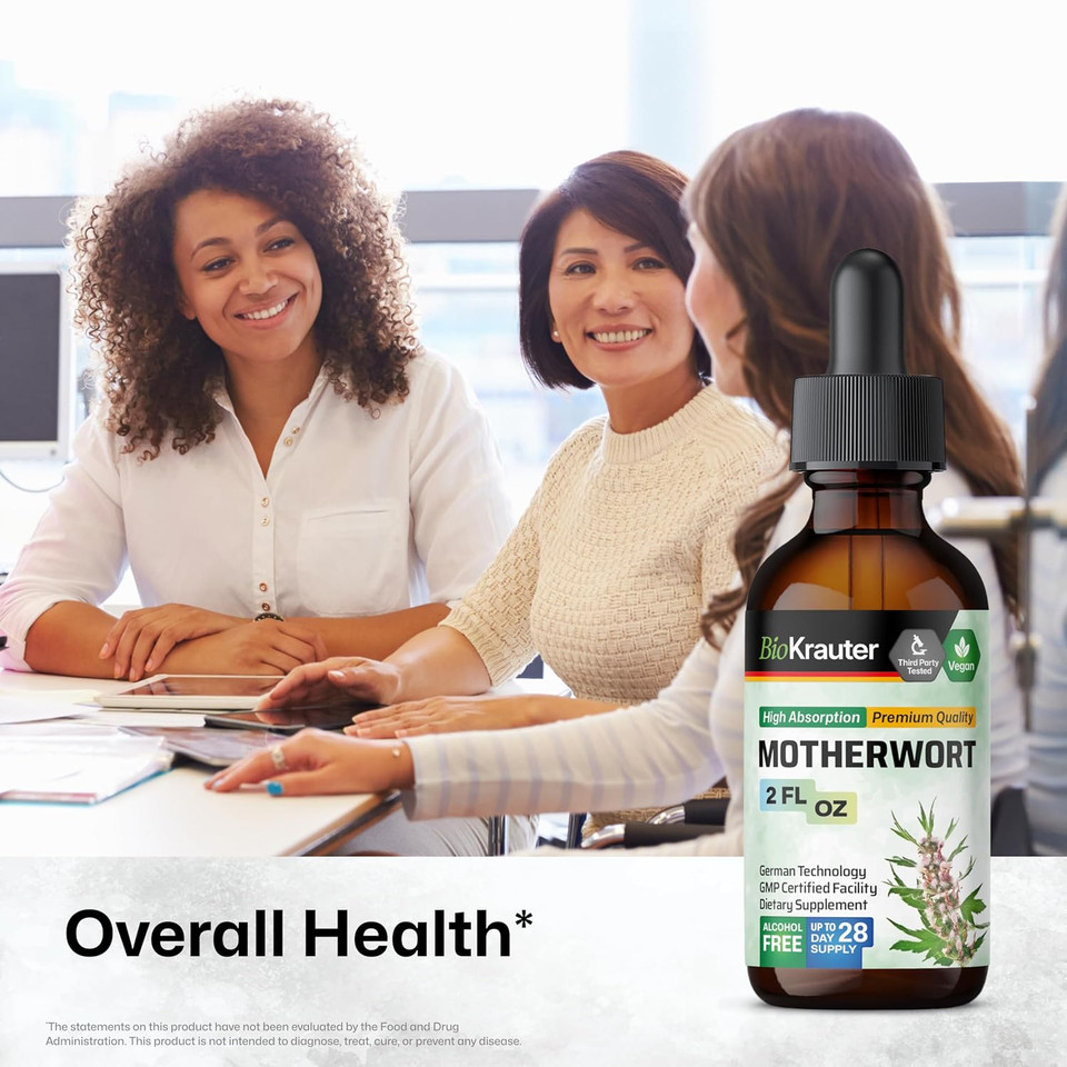 Bio Krauter Motherwort Tincture - Motherwort Herbal Extract - Liquid Supplement For WomenS Health - Promote Calm - Alcohol & Sugar Free - Vegan Drops 4 Fl.Oz