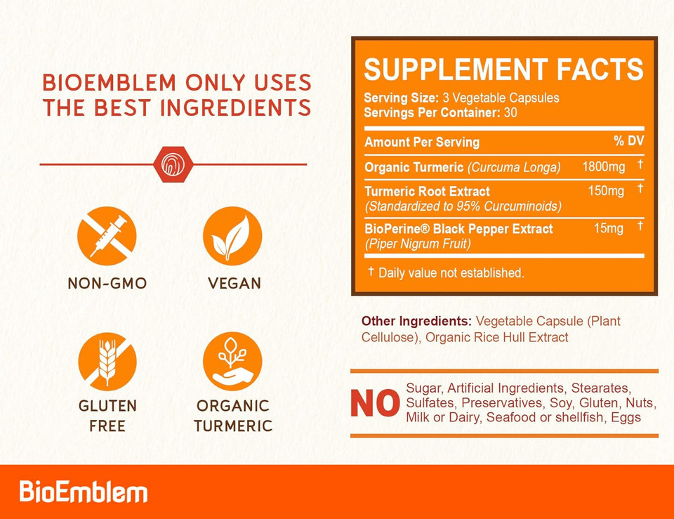 Bioemblem Turmeric Curcumin Supplement With Bioperine And Coq10 With Bioperine