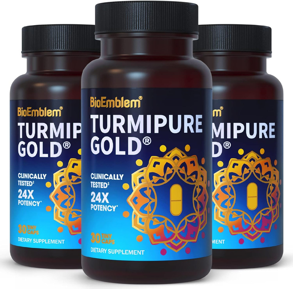 Bioemblem Turmeric Curcumin With Clinically Studied Turmipure - Joint Support, Healthy Inflammation Turmeric Supplements - 1 Small Cap Daily, 24X More Absorption Than Others - Non-Gmo, 90 Serving
