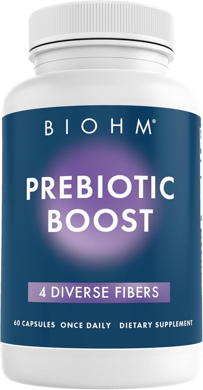 Biohm Prebiotic And Women'S Probiotic Bundle, Fiber Supplement With Inulin And Apple Pectin Powder, 60 Capsules With 30B Cfu Daily Probiotics, Comprehensive Gut, Vaginal, Digestive Support 30 Capsules
