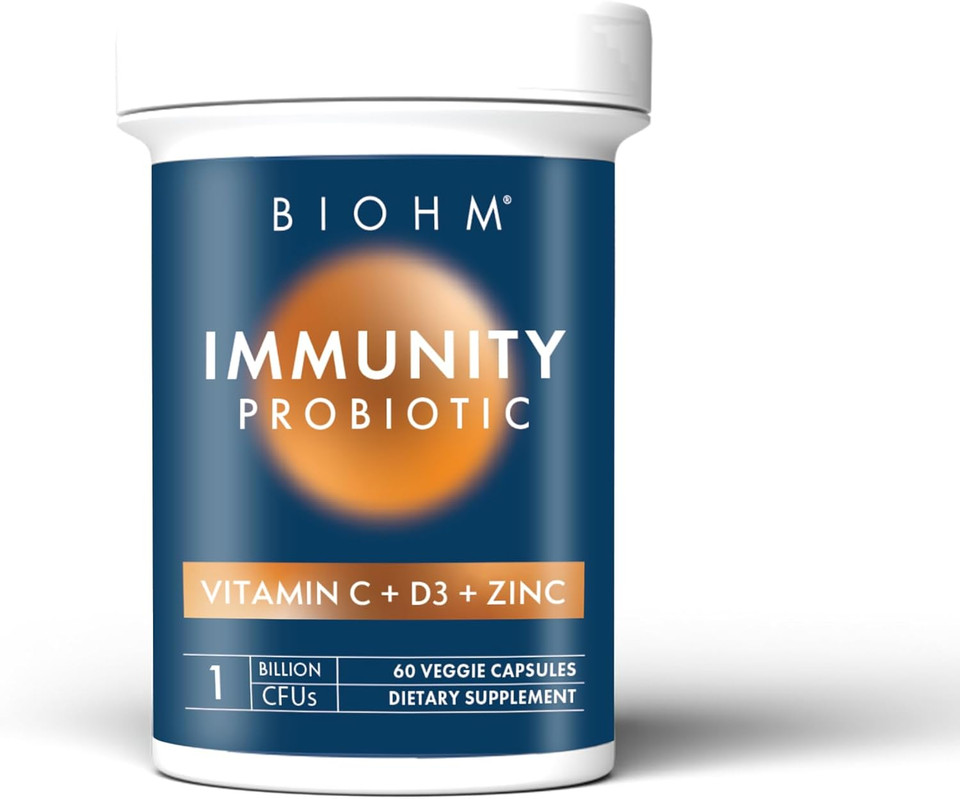 Biohm Probiotic And Prebiotic Duo, Fiber Supplement For Digestive Health With Immunity Probiotic With Vitamins C, D3, Zinc, Essential Gut & Immune Support, 60 Capsules Each