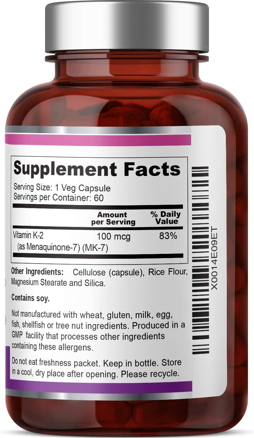 Biophix Vitamin K2 Mk-7-100 Mcg 60 Veg Capsules - Supports Strong Bones Immune Health