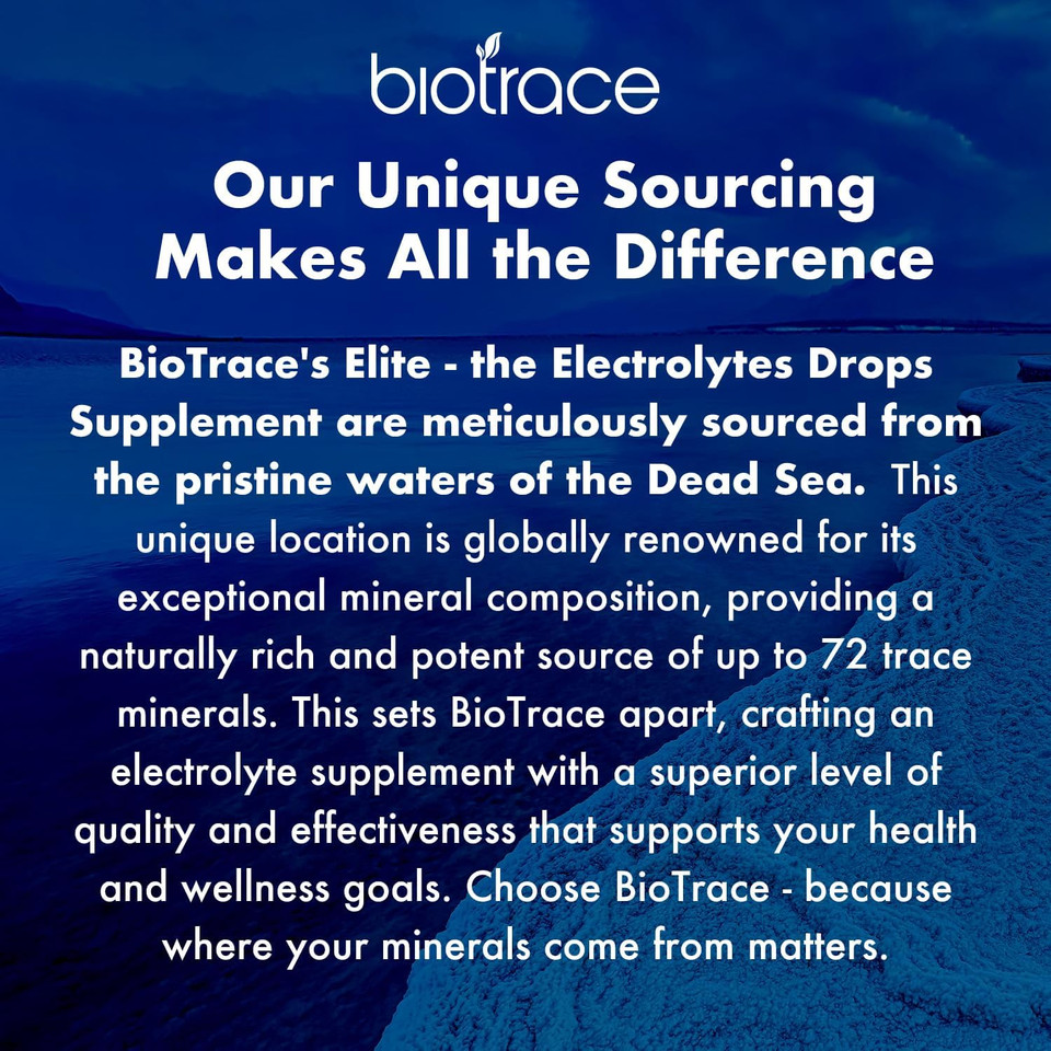 Biotrace Elite Electrolyte Drops | 0 Calories 0 Sugar Rapid Hydration, Workout, Muscle Recovery | Trace Minerals Electrolytes Supplement | 30%+ More Potassium Magnesium Chloride | 8 Fl Oz