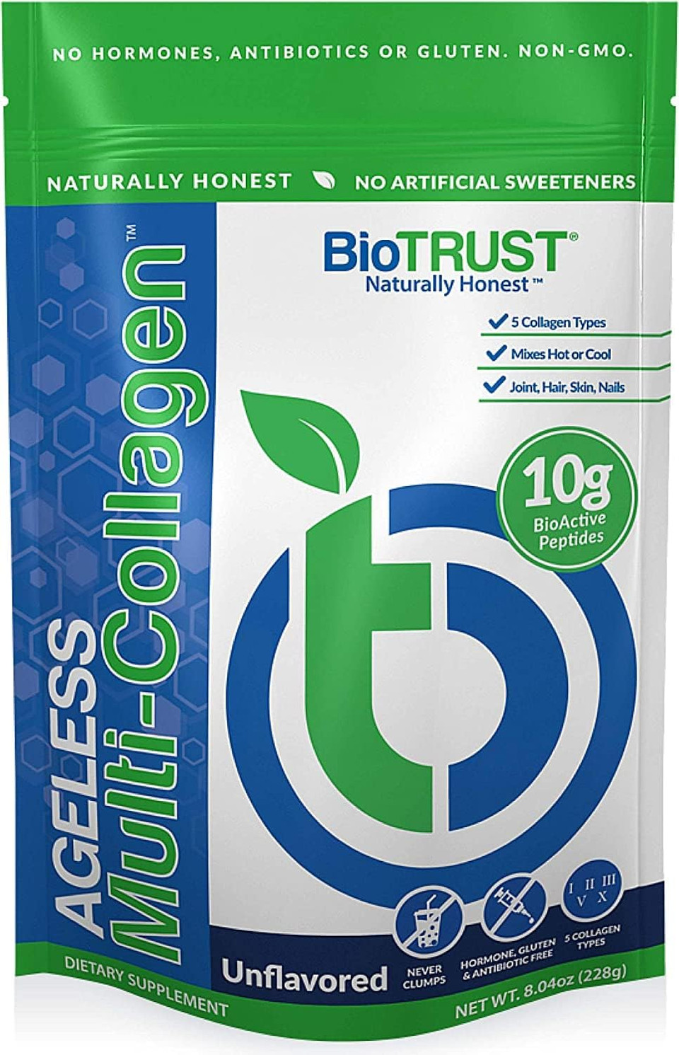 Biotrust Ageless Multi Collagen 5-In-1 Protein Powder (Unflavored) Blenderbottle Bundle
