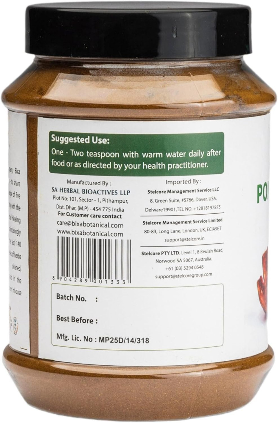 Bixa Botanical Pomegranate Peel Powder | Herbal Tea, Skincare & Diy Beauty | Punica Granatum, Ayurvedic Herbal Supplement | Gluten Free, Non-Gmo, Steam Treated, Vegan, 100% Pure | 1 Lb / 16Oz