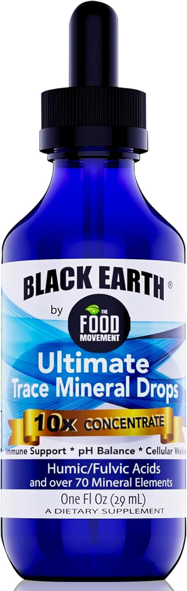 Black Earth Ultimate Trace Minerals 10X Strength, Fulvic Acid & Humic Acid, Non Gmo Vegan 2 Ounce Dropper - Ideal Supplement For Athletes