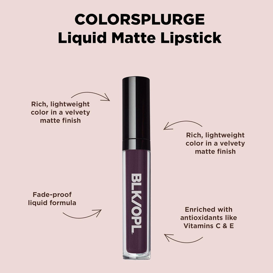 Black Opal Blk/Opl Colorsplurge Liquid Matte Lipstick, Berry Red  Long-Lasting, Enriched With Vitamins C & E, Paraben-Free, Cruelty-Free