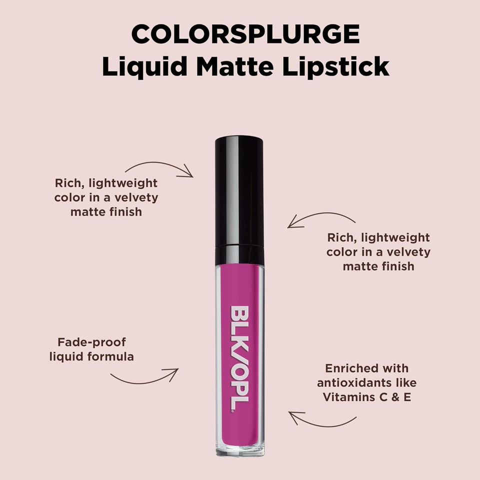 Black Opal Blk/Opl Colorsplurge Liquid Matte Lipstick, Fab Fuchsia  Long-Lasting, Enriched With Vitamins C & E, Paraben-Free, Cruelty-Free